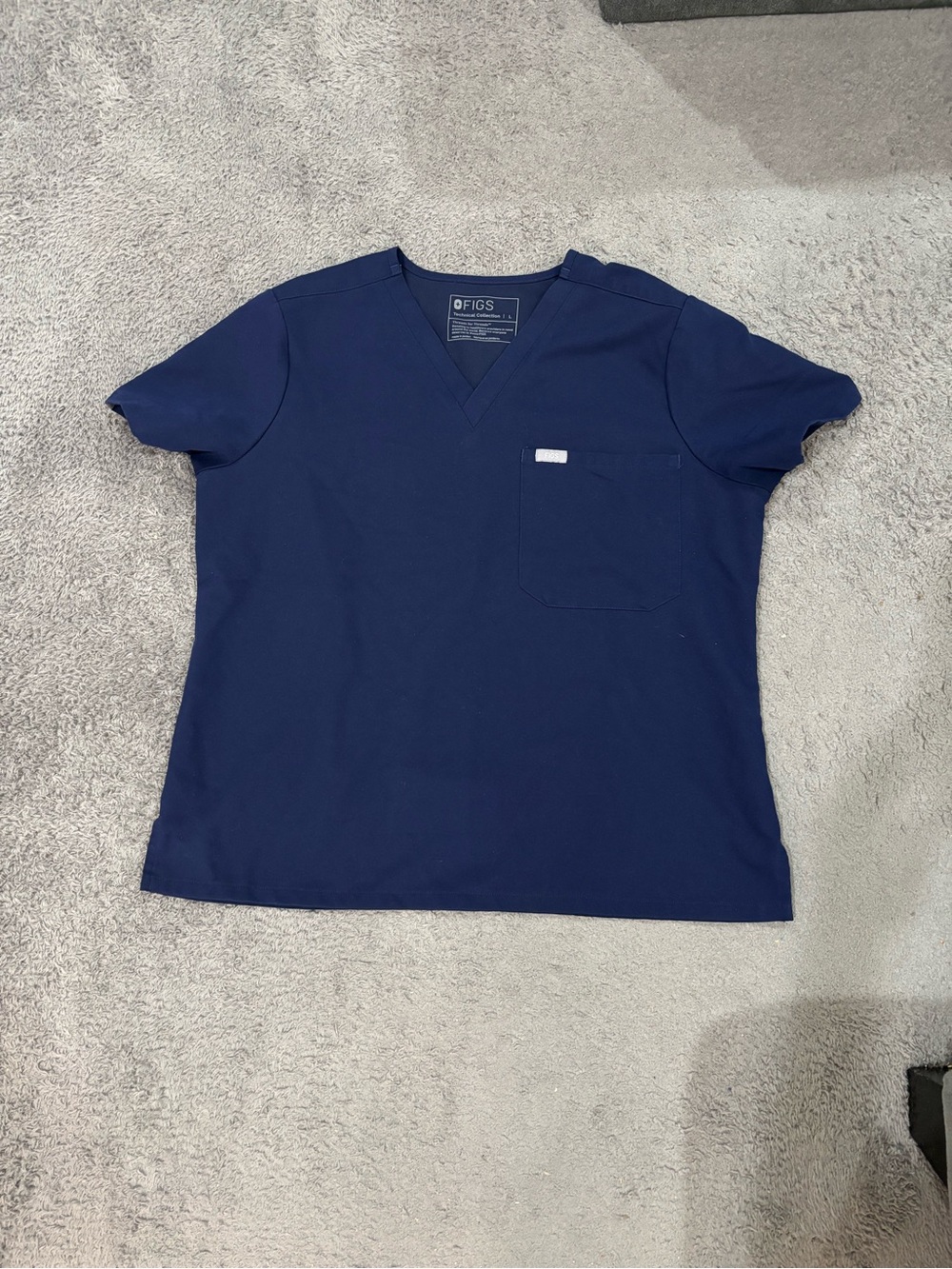 Large FIGS Navy Blue Scrub Top
